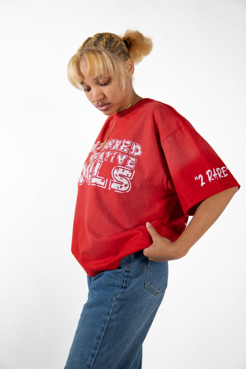 Unbothered Tee (Red & White)