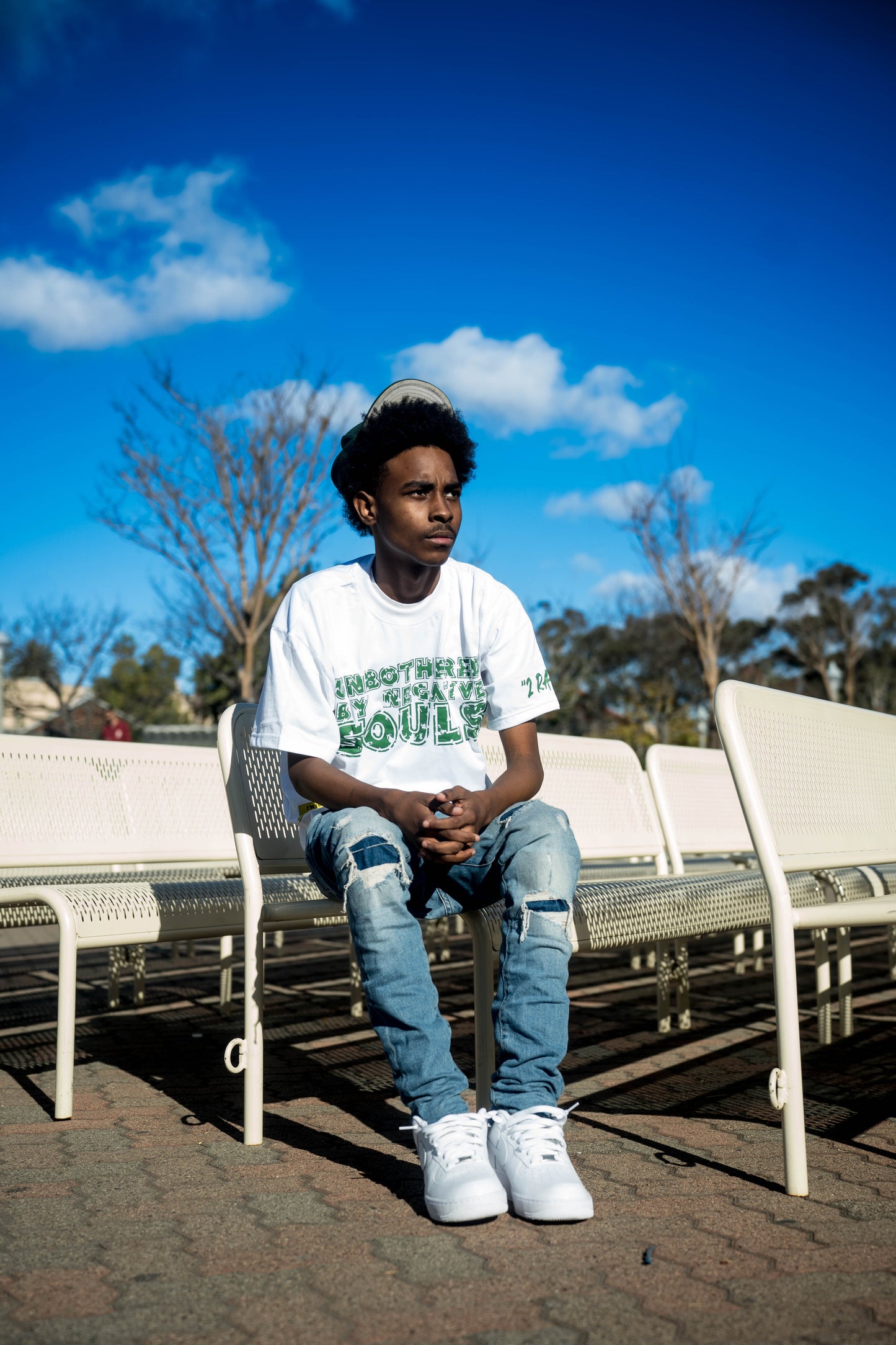 Unbothered Tee (Green & White)