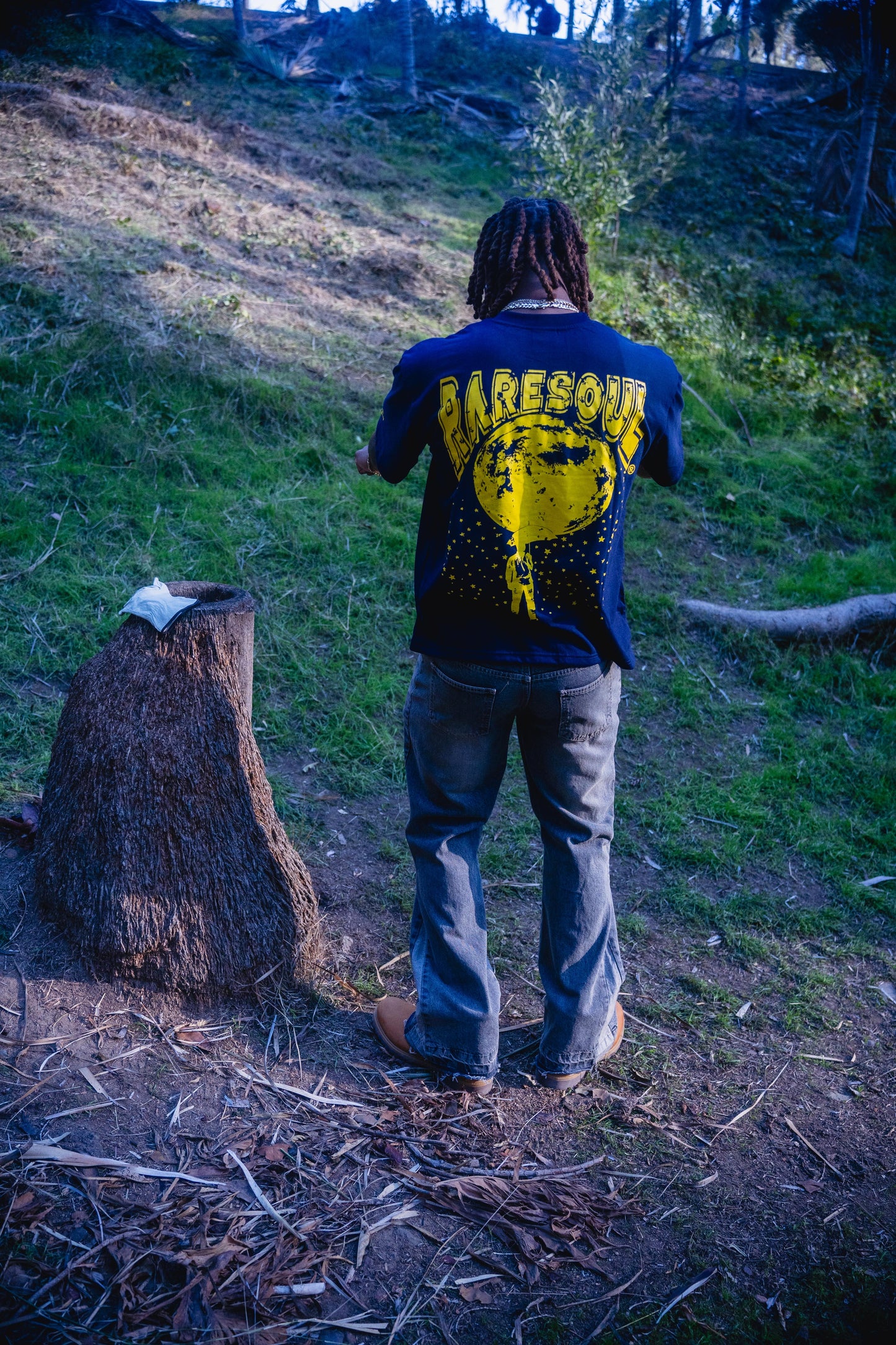 Unbothered Tee (Navy Blue & Yellow)