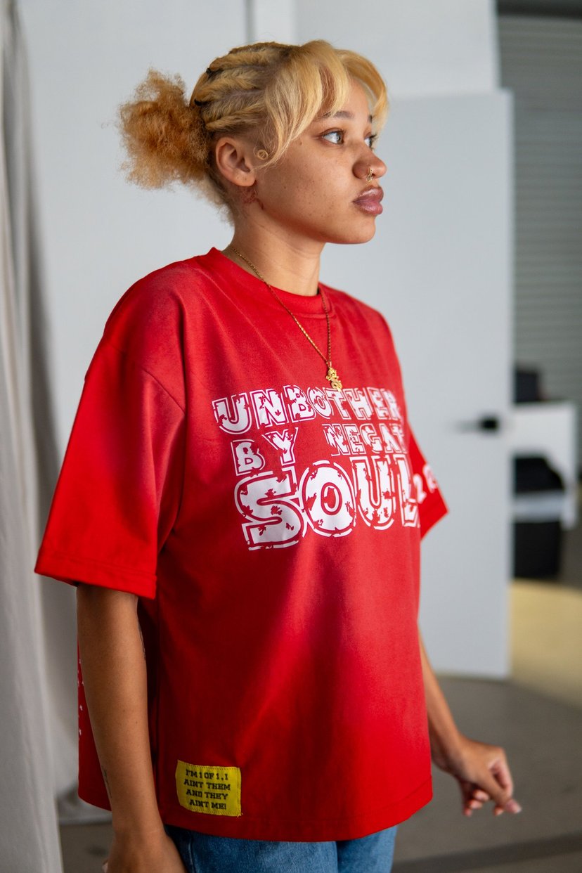 Unbothered Tee (Red & White)
