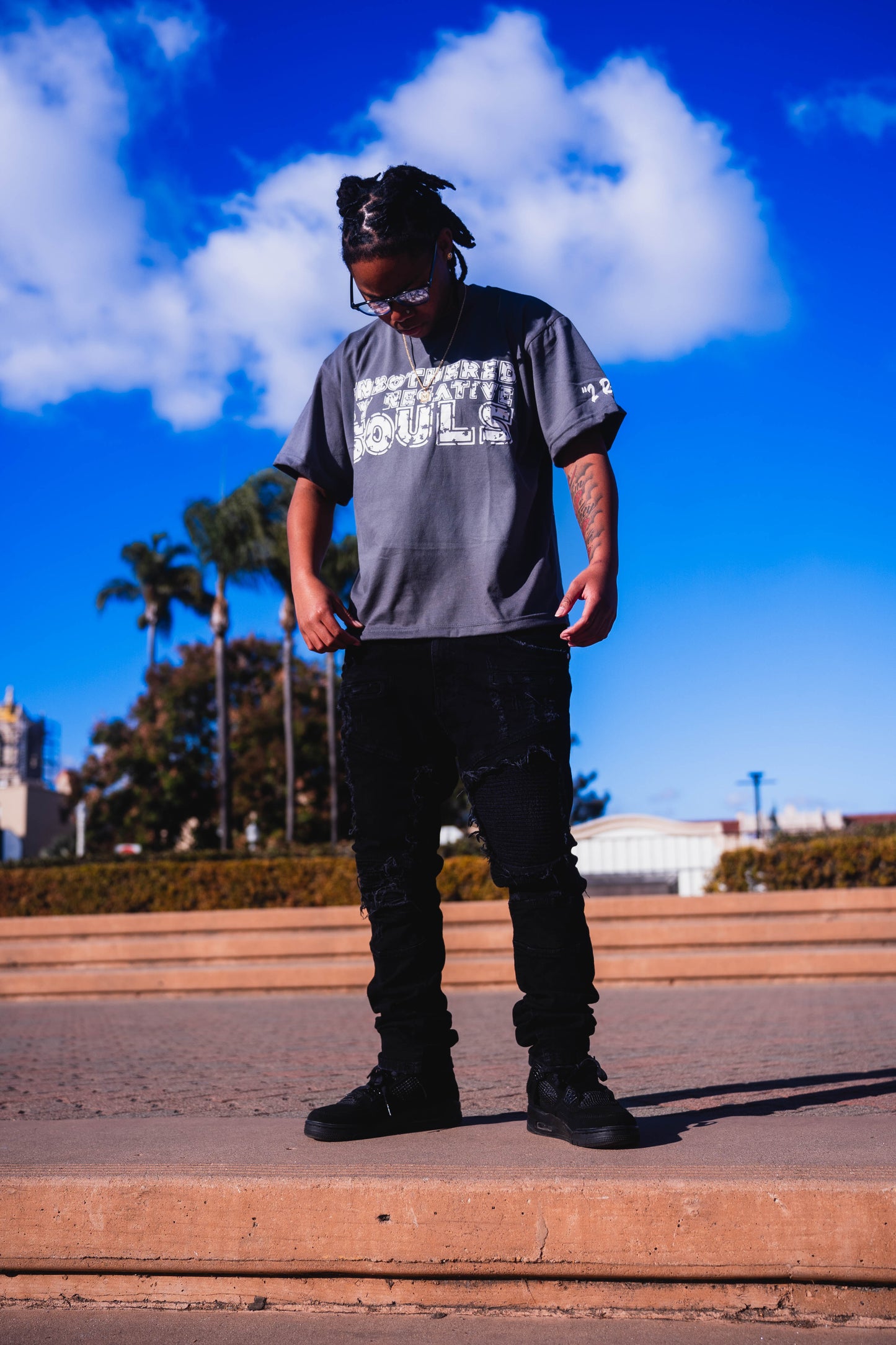 Unbothered Tee (Grey & White)
