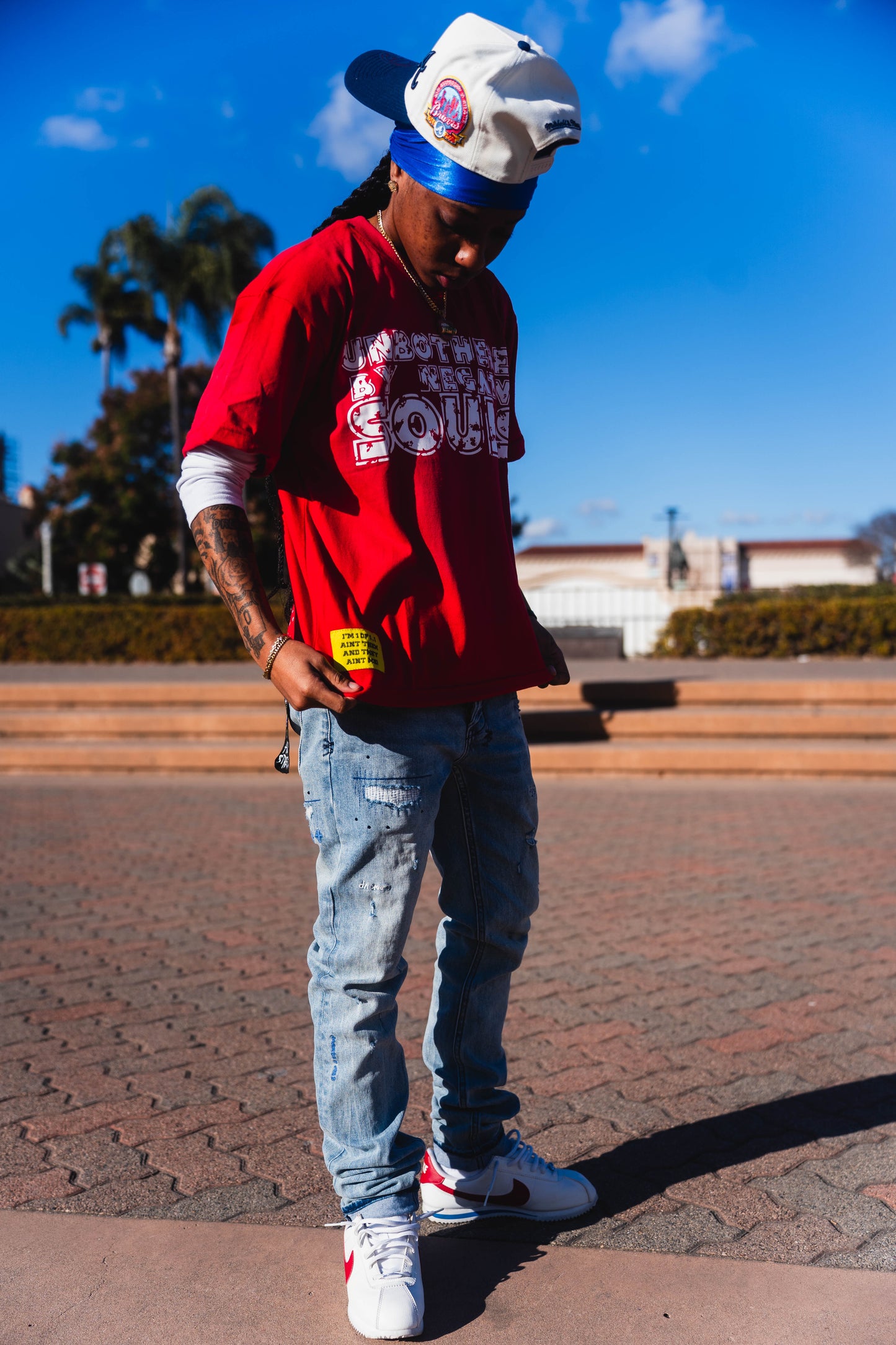 Unbothered Tee (Red & White)