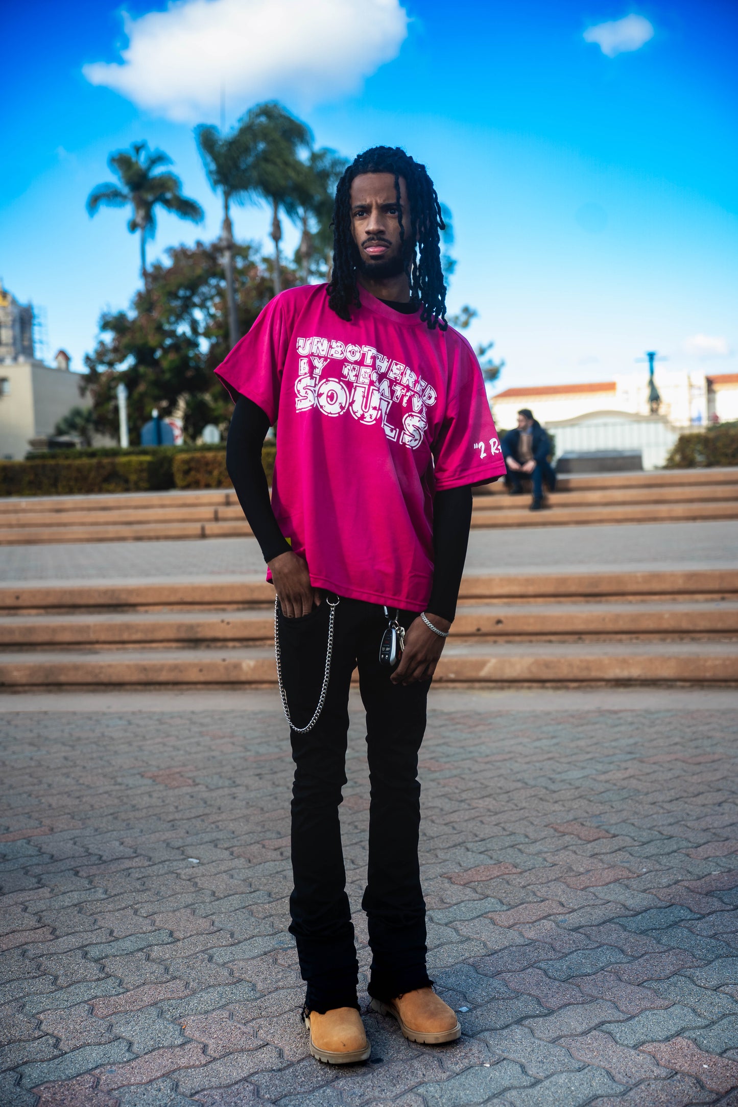 Unbothered Tee (Pink & White)