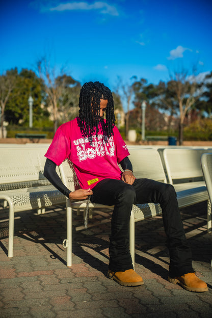 Unbothered Tee (Pink & White)