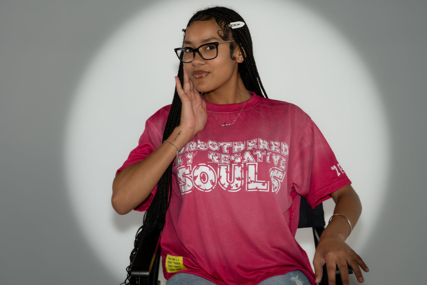 Unbothered Tee (Pink & White)