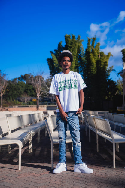 Unbothered Tee (Green & White)
