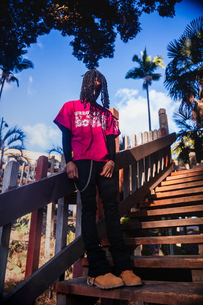 Unbothered Tee (Pink & White)