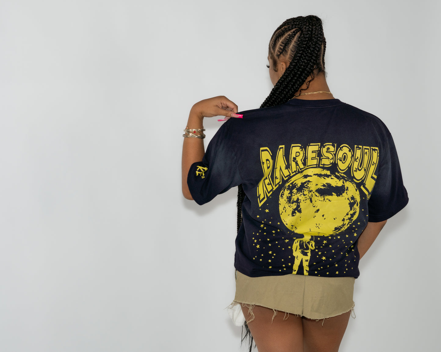 Unbothered Tee (Navy Blue & Yellow)