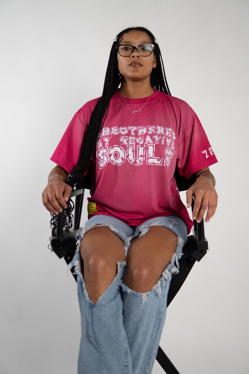 Unbothered Tee (Pink & White)